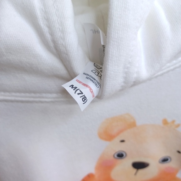 Children Hoodie. "Love You" Teddie Bear Design. Size 6 - 7 - Picture 4 of 15